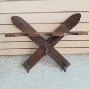 Rustic Wooden Ski Wall Rack